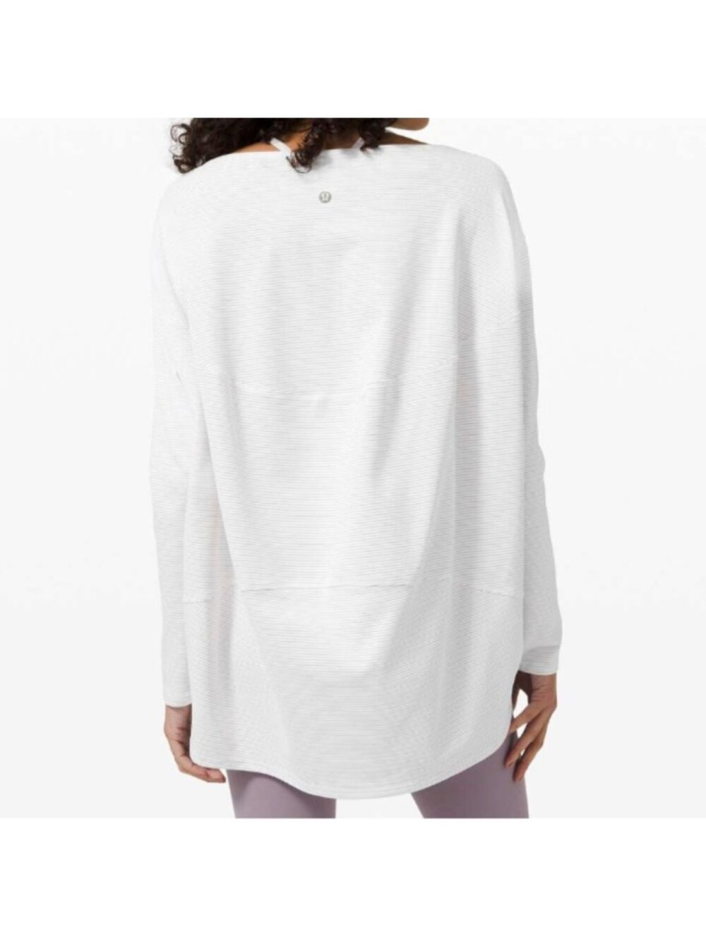 Lululemon Back in Action Long Sleeve Shirt *Shine Shine Stripe White Gold Metal